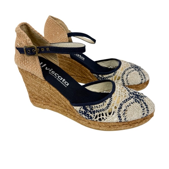 Viscata Barcelona Satuna Limited Edition Canvas Espadrille Wedges Size 9 / 40 - Picture 3 of 16